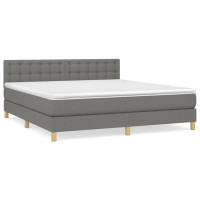 Produktbild för Ramsäng med madrass mörkgrå 160x200 cm tyg