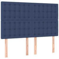 Produktbild för Ramsäng med madrass blå 140x200 cm tyg