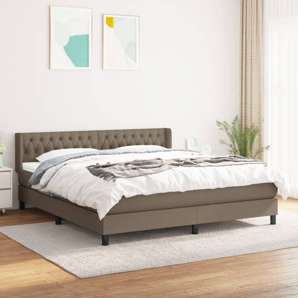 Produktbild för Ramsäng med madrass taupe 180x200 cm tyg