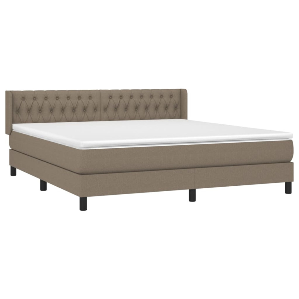 Produktbild för Ramsäng med madrass taupe 180x200 cm tyg