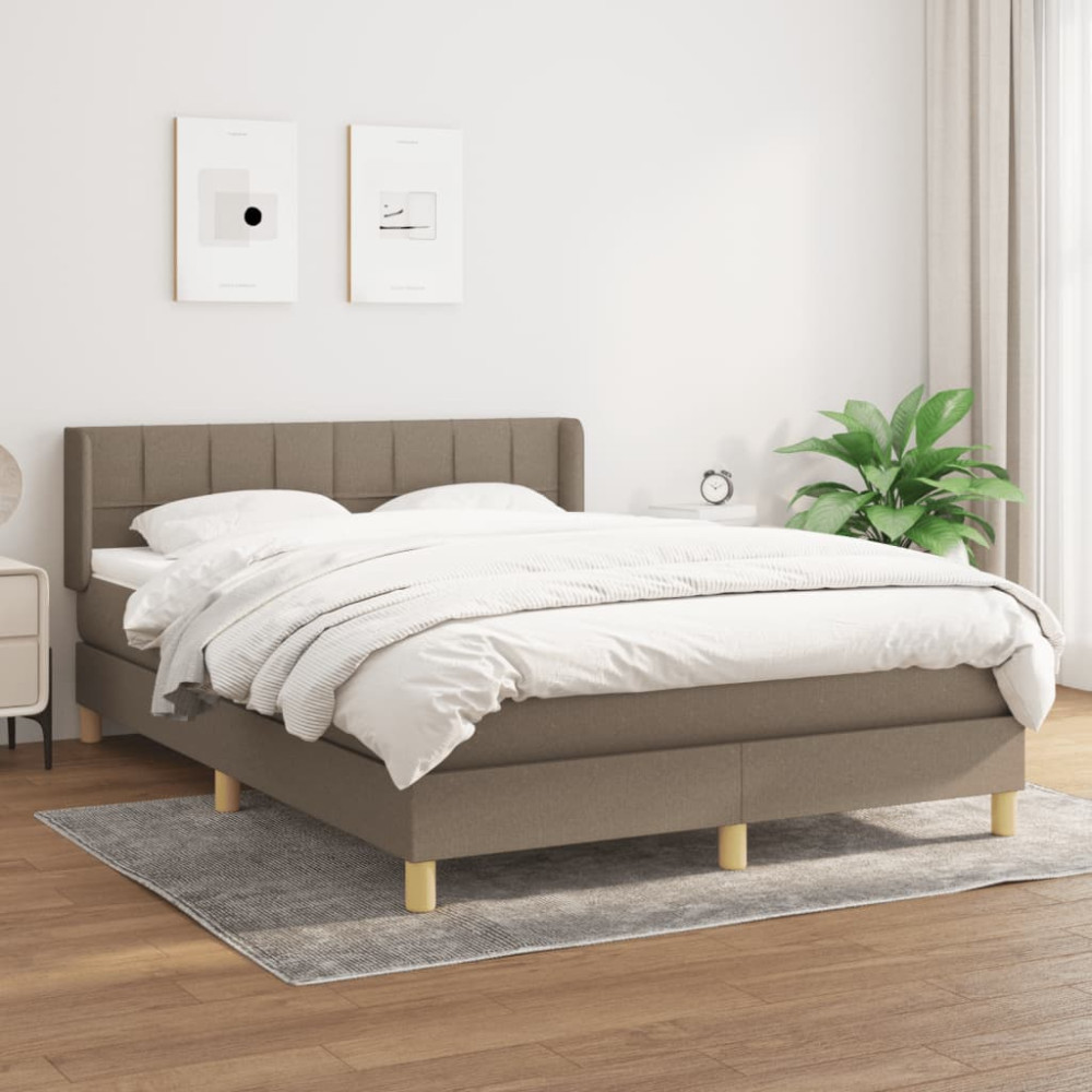 Produktbild för Ramsäng med madrass taupe 140x200 cm tyg
