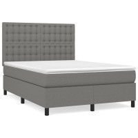 Produktbild för Ramsäng med madrass mörkgrå 140x200 cm tyg