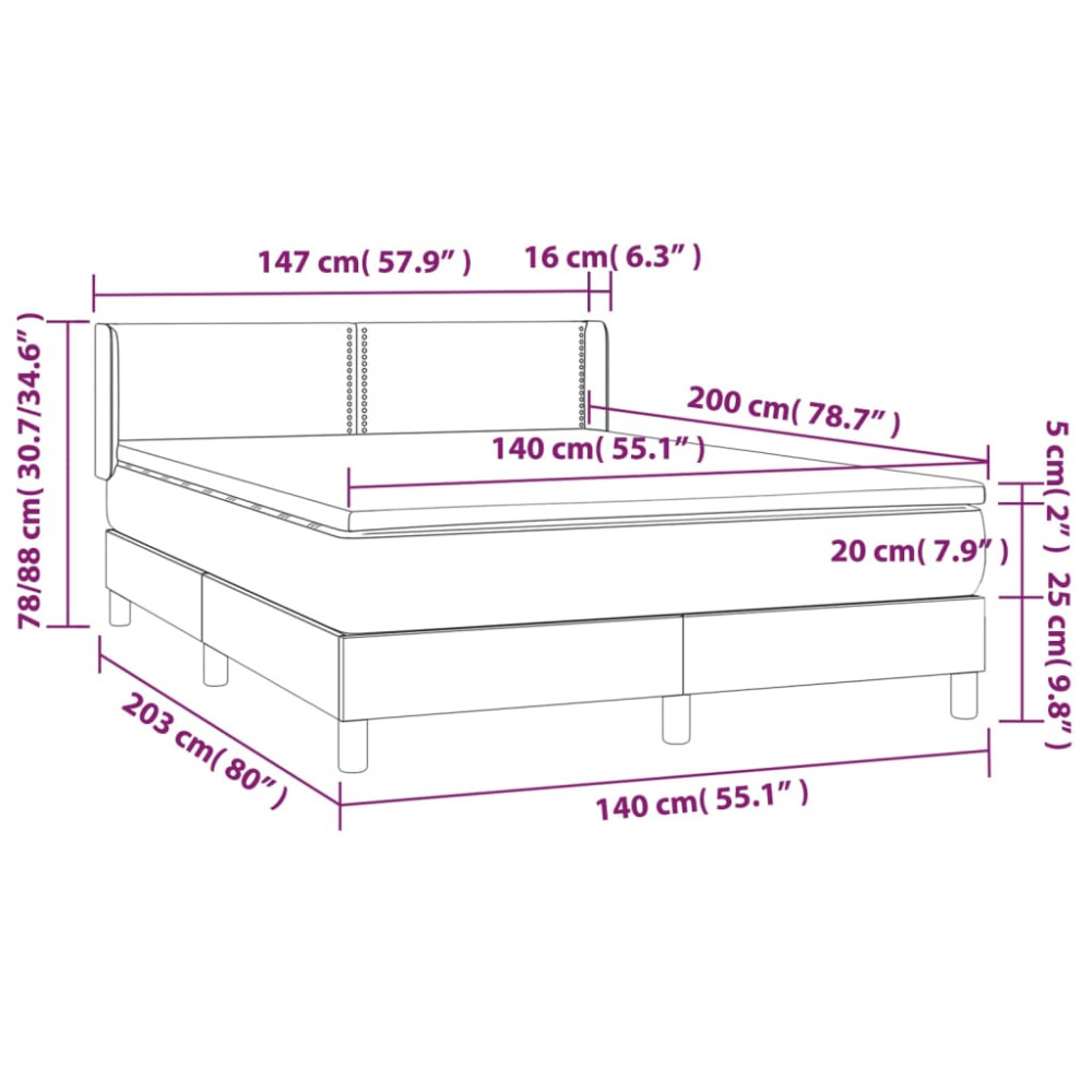 Produktbild för Ramsäng med madrass gräddvit 140x200 cm tyg