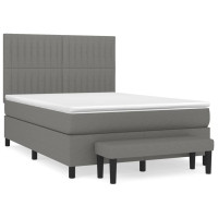 Produktbild för Ramsäng med madrass mörkgrå 140x200 cm tyg