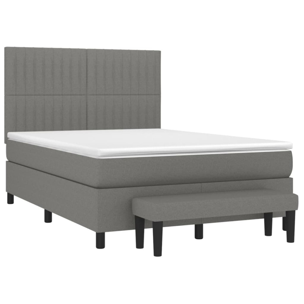 Produktbild för Ramsäng med madrass mörkgrå 140x200 cm tyg