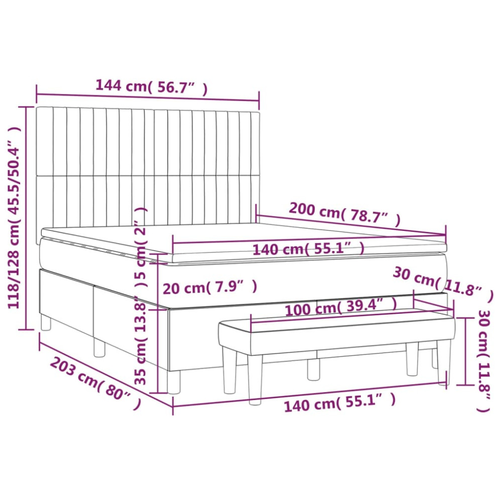 Produktbild för Ramsäng med madrass mörkgrå 140x200 cm tyg