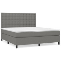 Produktbild för Ramsäng med madrass mörkgrå 160x200 cm tyg
