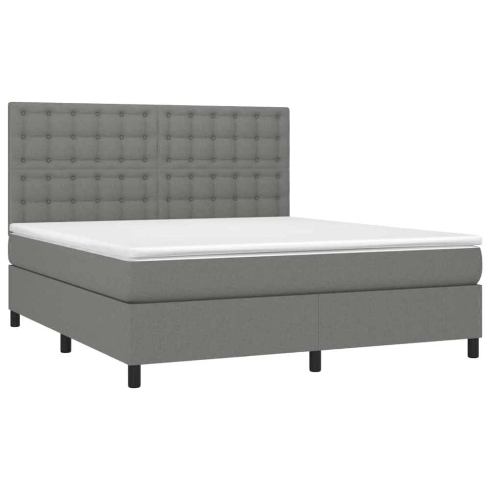 Produktbild för Ramsäng med madrass mörkgrå 160x200 cm tyg