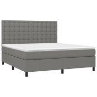 Produktbild för Ramsäng med madrass mörkgrå 160x200 cm tyg