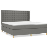 Produktbild för Ramsäng med madrass mörkgrå 160x200 cm tyg