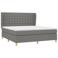 Produktbild för Ramsäng med madrass mörkgrå 160x200 cm tyg