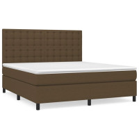 Produktbild för Ramsäng med madrass mörkbrun 180x200 cm tyg
