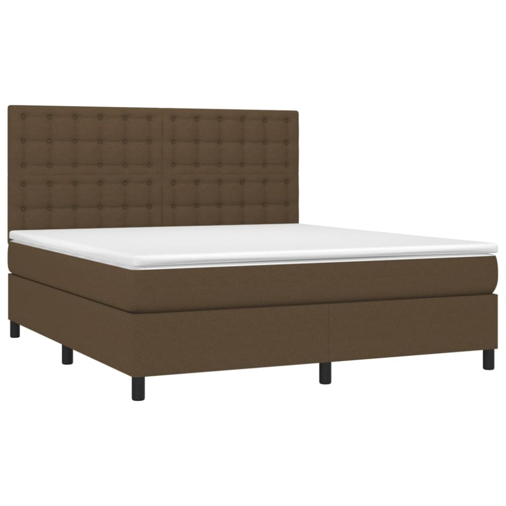 Produktbild för Ramsäng med madrass mörkbrun 180x200 cm tyg