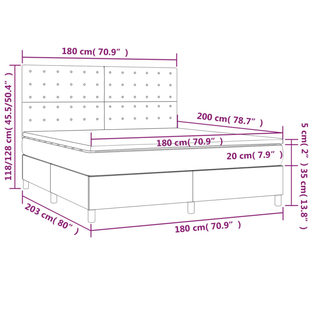 Produktbild för Ramsäng med madrass mörkbrun 180x200 cm tyg