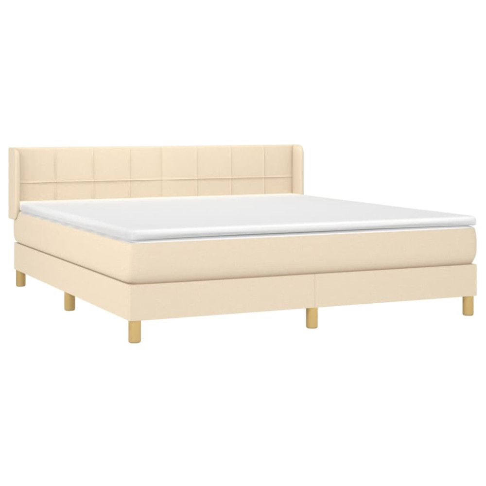 Produktbild för Ramsäng med madrass gräddvit 180x200 cm tyg