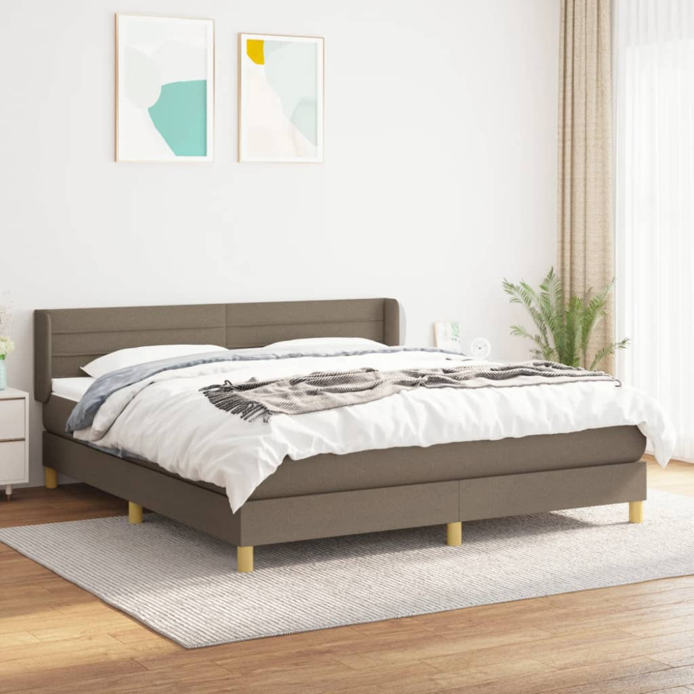 Produktbild för Ramsäng med madrass taupe 160x200 cm tyg