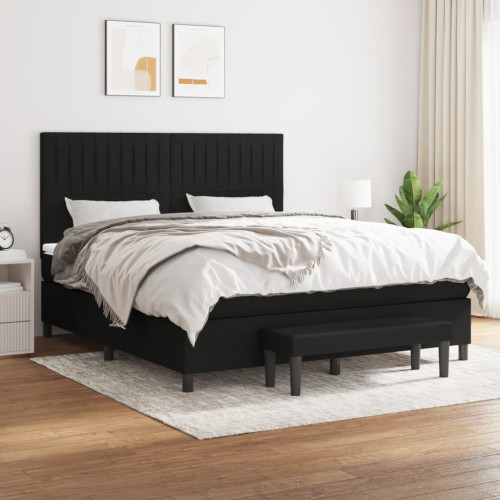 vidaXL Ramsäng med madrass svart 180x200 cm tyg - Sängar & Sängramar