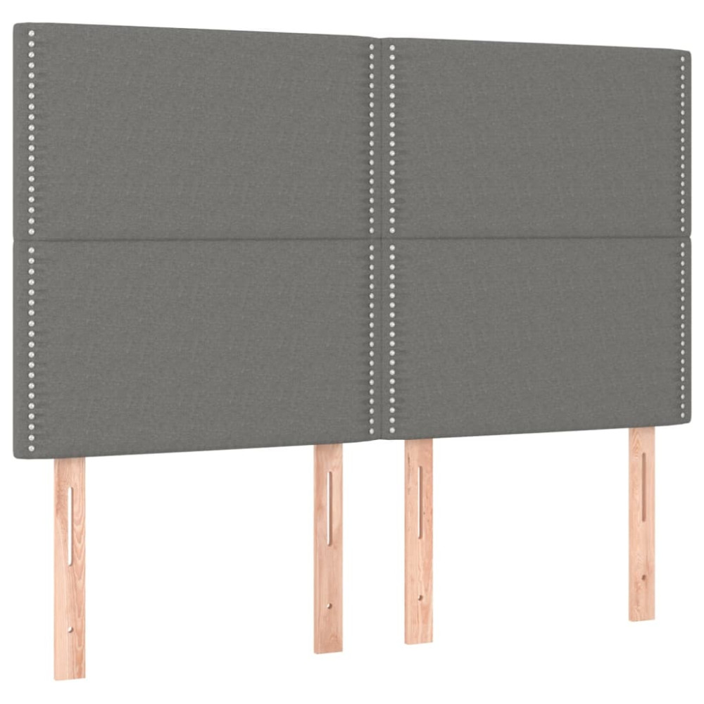 Produktbild för Ramsäng med madrass mörkgrå 140x200 cm tyg