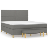 Produktbild för Ramsäng med madrass mörkgrå 180x200 cm tyg