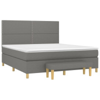 Produktbild för Ramsäng med madrass mörkgrå 180x200 cm tyg