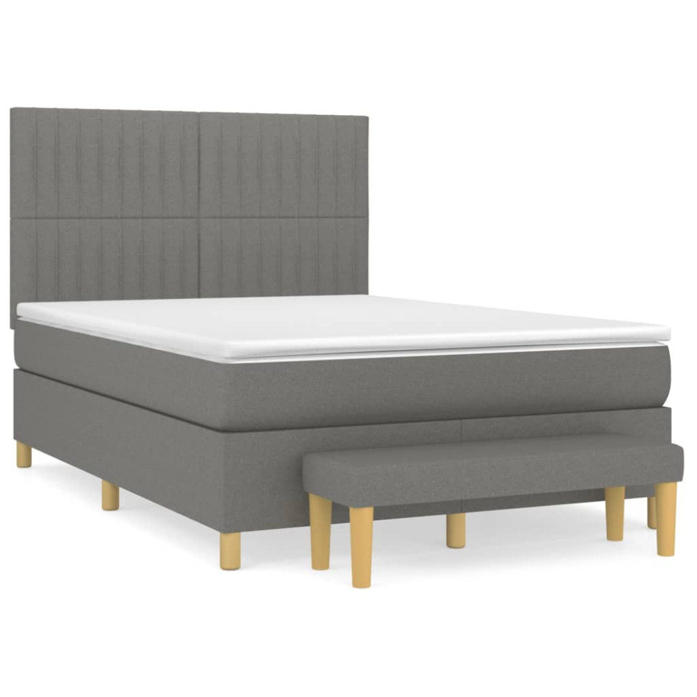 Produktbild för Ramsäng med madrass mörkgrå 140x200 cm tyg