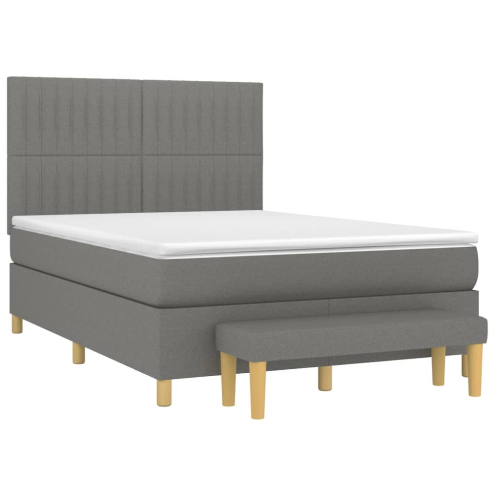 Produktbild för Ramsäng med madrass mörkgrå 140x200 cm tyg