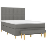 Produktbild för Ramsäng med madrass mörkgrå 140x200 cm tyg