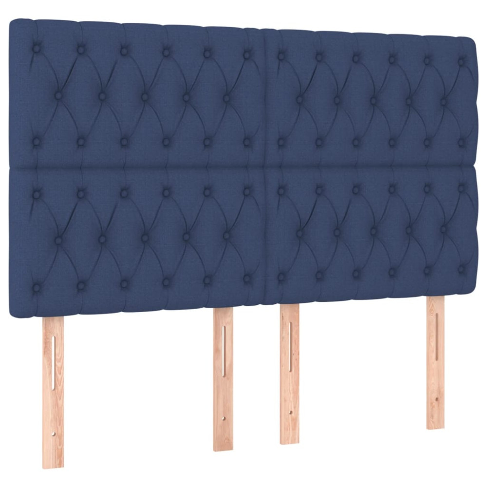 Produktbild för Ramsäng med madrass blå 160x200 cm tyg