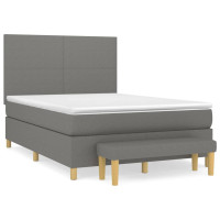 Produktbild för Ramsäng med madrass mörkgrå 140x200 cm tyg