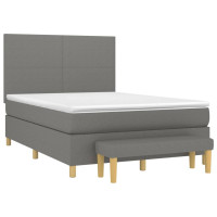 Produktbild för Ramsäng med madrass mörkgrå 140x200 cm tyg