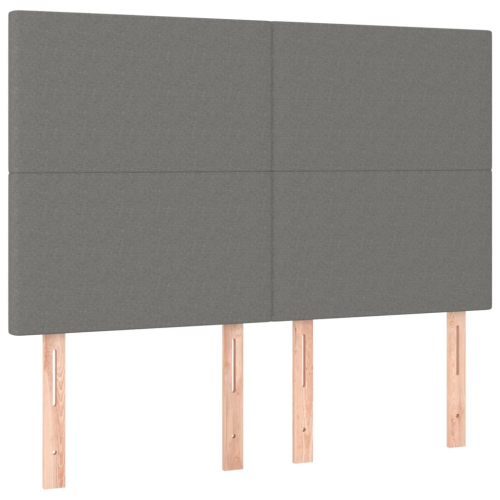 Produktbild för Ramsäng med madrass mörkgrå 140x200 cm tyg
