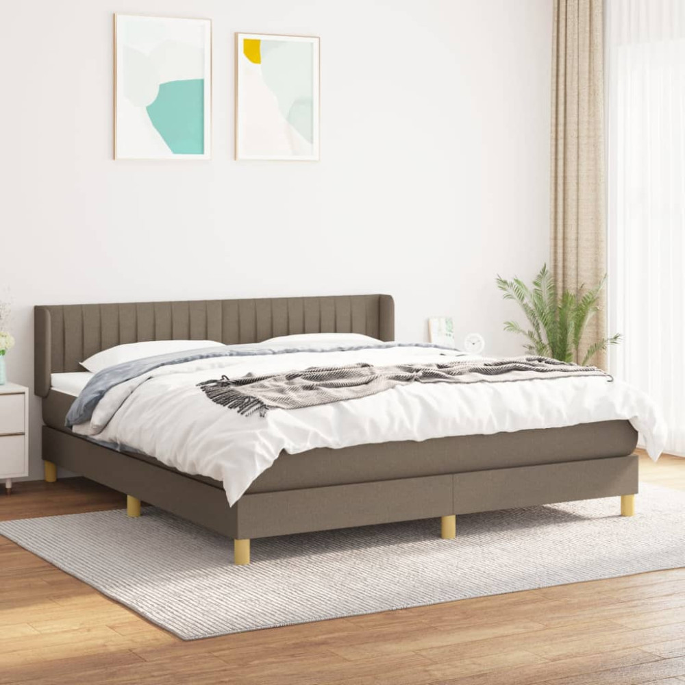 Produktbild för Ramsäng med madrass taupe 160x200 cm tyg