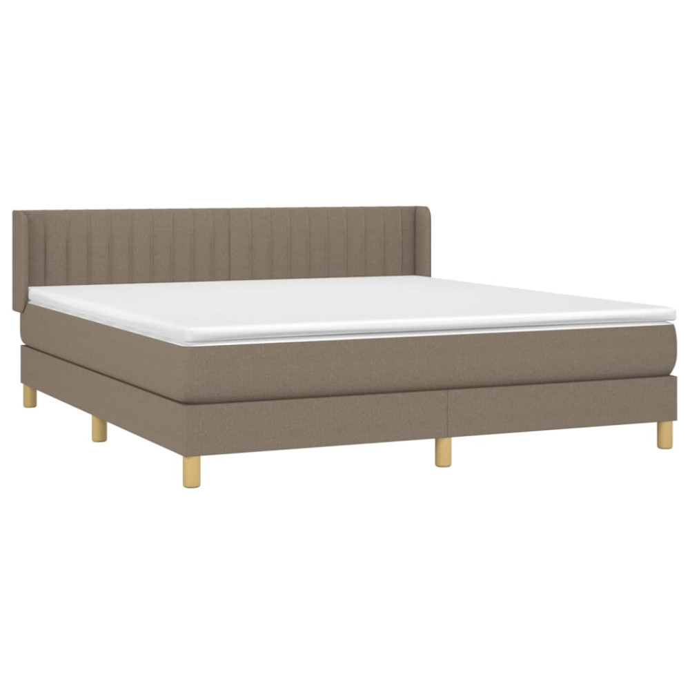 Produktbild för Ramsäng med madrass taupe 160x200 cm tyg