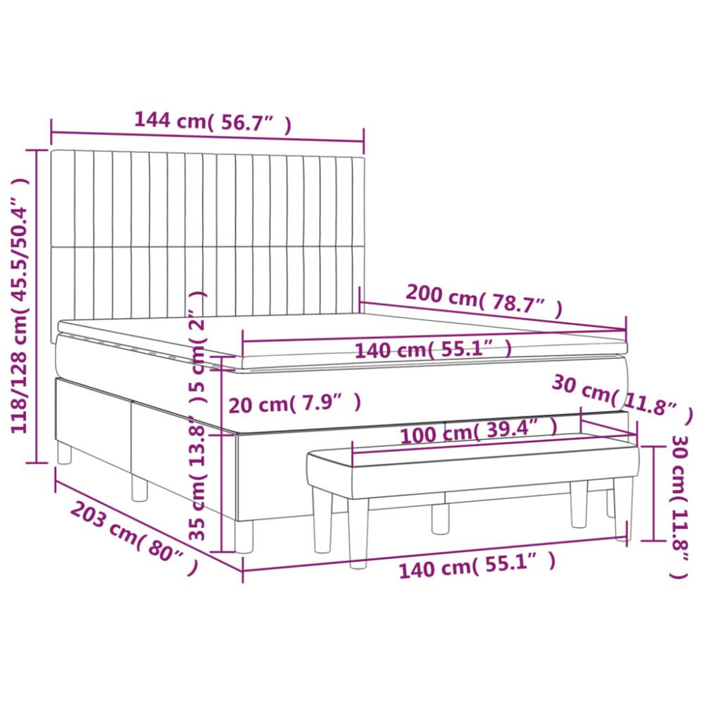 Produktbild för Ramsäng med madrass mörkbrun 140x200 cm tyg