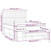 Produktbild för Ramsäng med madrass mörkbrun 140x200 cm tyg