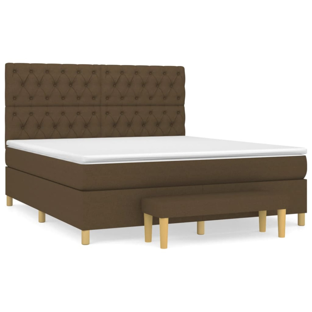 Produktbild för Ramsäng med madrass mörkbrun 160x200 cm tyg