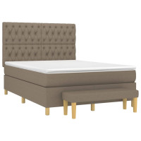 Produktbild för Ramsäng med madrass taupe 140x200 cm tyg