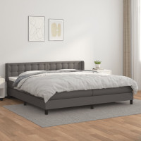Produktbild för Ramsäng med madrass grå 200x200 cm konstläder