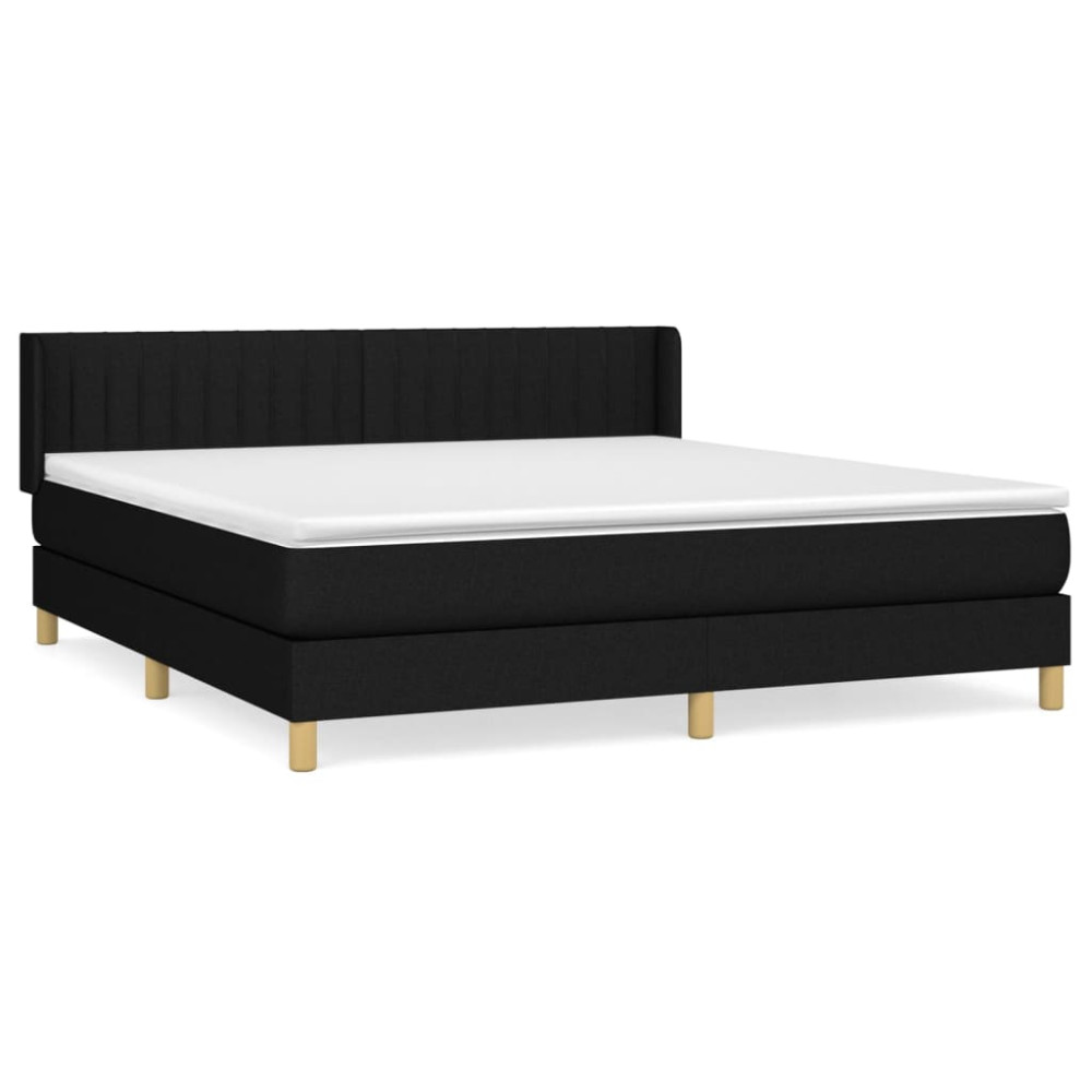Produktbild för Ramsäng med madrass svart 160x200 cm tyg