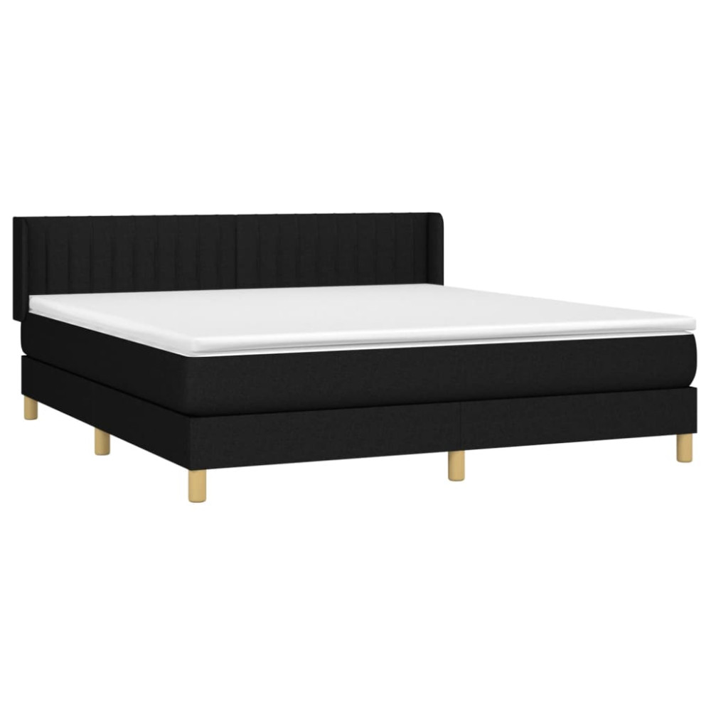 Produktbild för Ramsäng med madrass svart 160x200 cm tyg