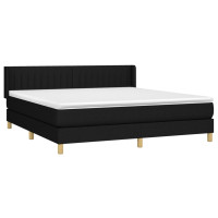 Produktbild för Ramsäng med madrass svart 160x200 cm tyg