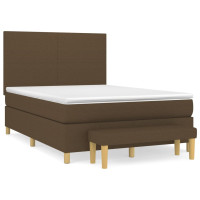 Produktbild för Ramsäng med madrass mörkbrun 140x200 cm tyg