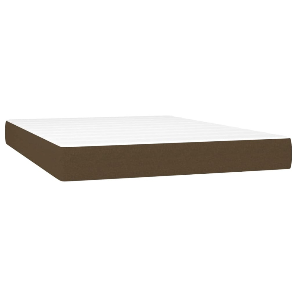 Produktbild för Ramsäng med madrass mörkbrun 140x200 cm tyg