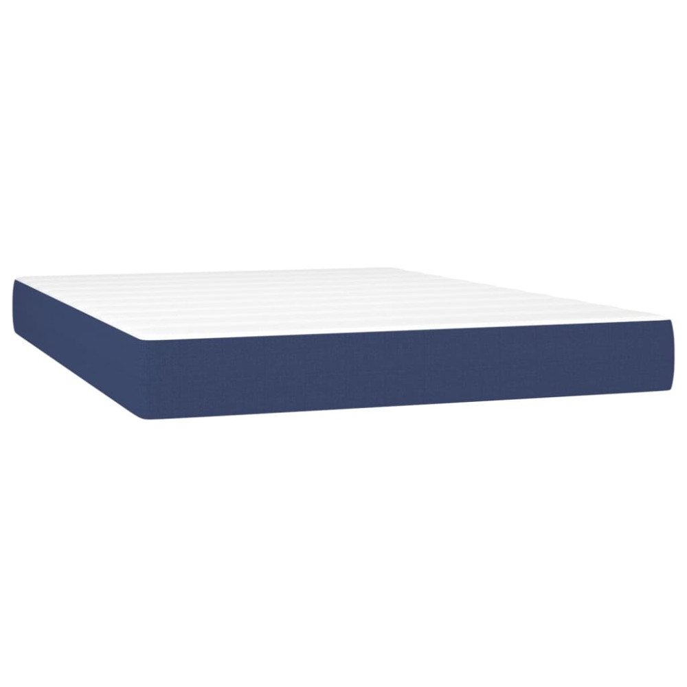 Produktbild för Ramsäng med madrass blå 140x200 cm tyg