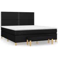 Produktbild för Ramsäng med madrass svart 180x200 cm tyg