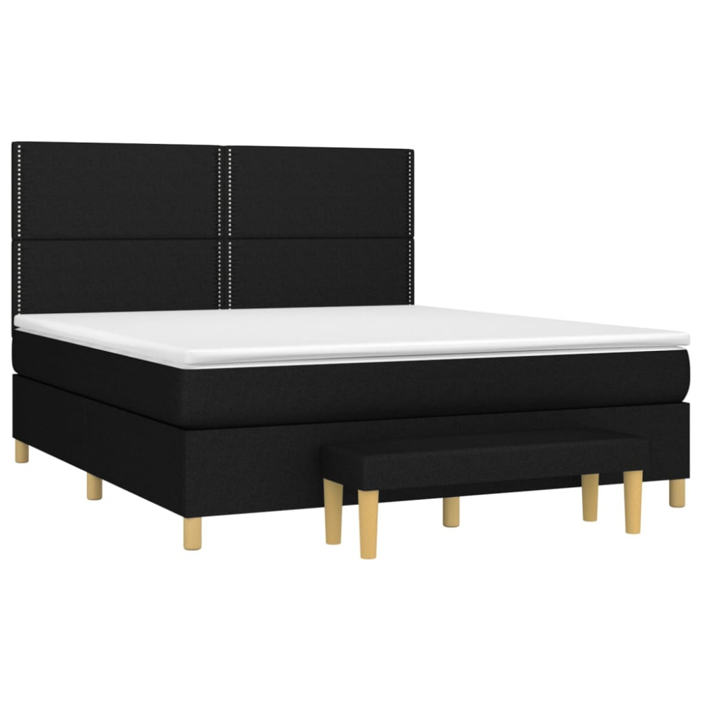 Produktbild för Ramsäng med madrass svart 180x200 cm tyg