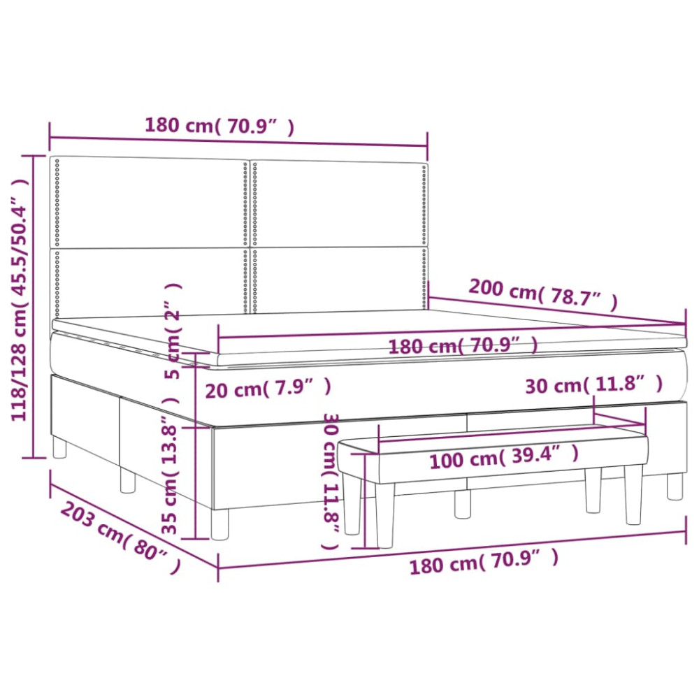 Produktbild för Ramsäng med madrass svart 180x200 cm tyg