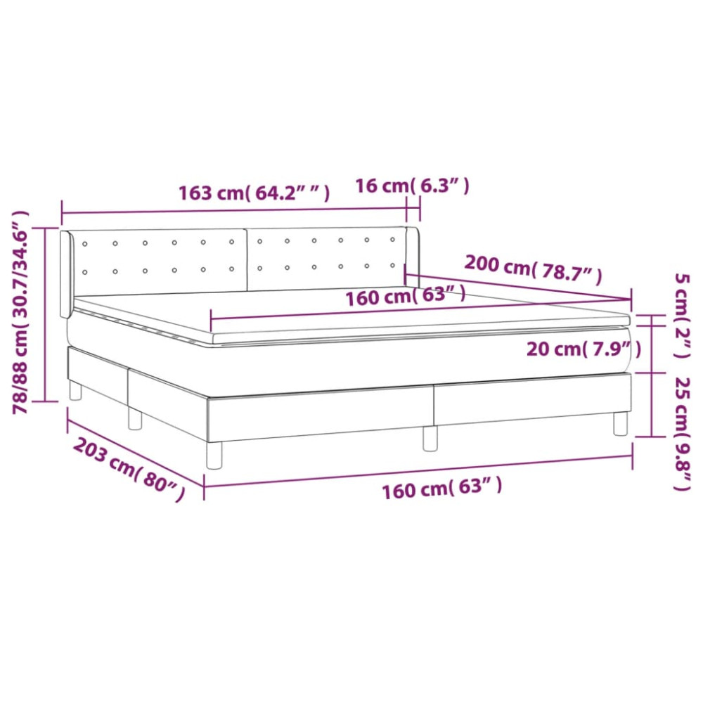 Produktbild för Ramsäng med madrass blå 160x200 cm tyg