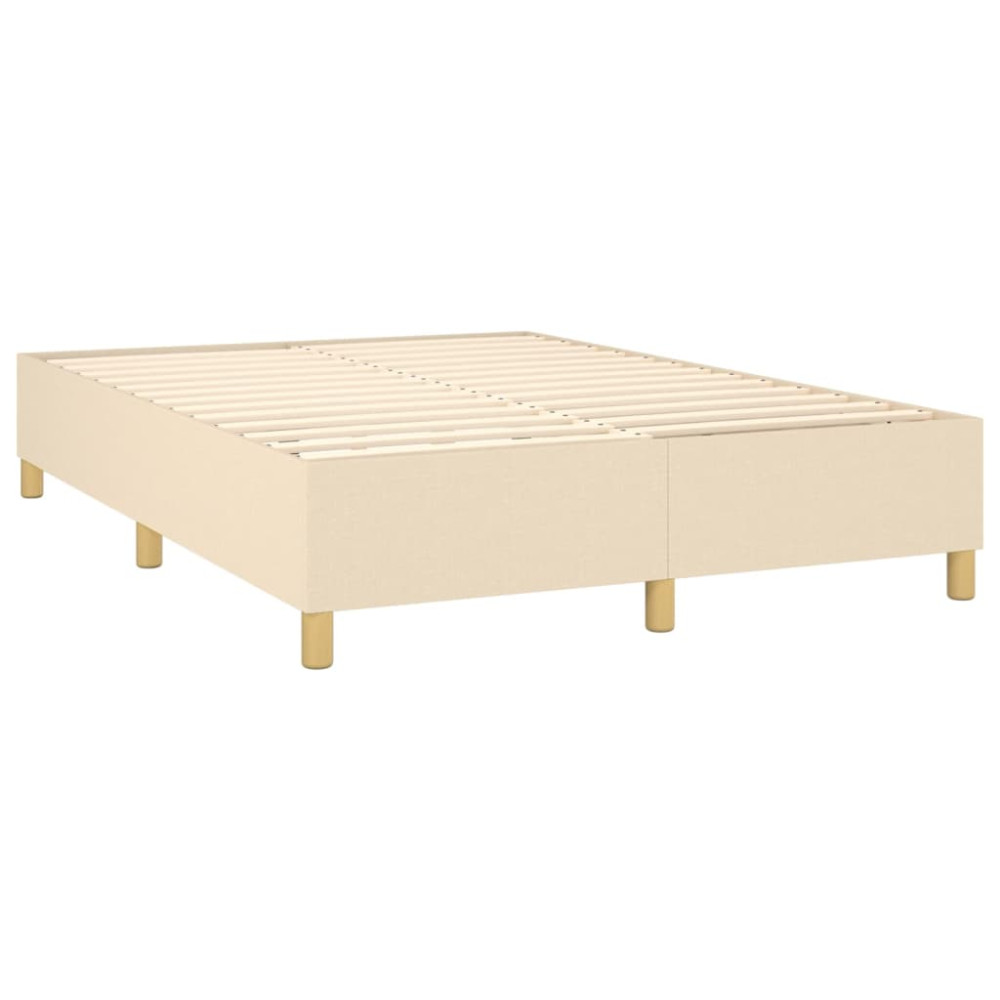 Produktbild för Ramsäng med madrass gräddvit 140x200 cm tyg