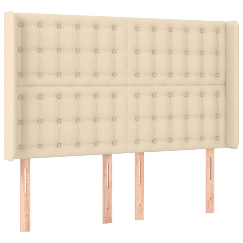 Produktbild för Ramsäng med madrass gräddvit 140x200 cm tyg